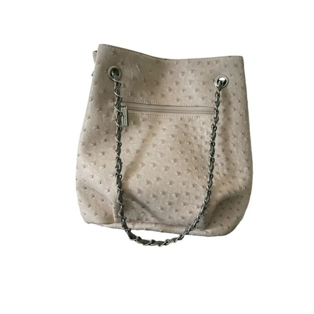 Geir Ness Laila reversible purse, pink/pewter faux leather EUC